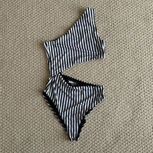 Beach Riot Monochrome Striped One Piece